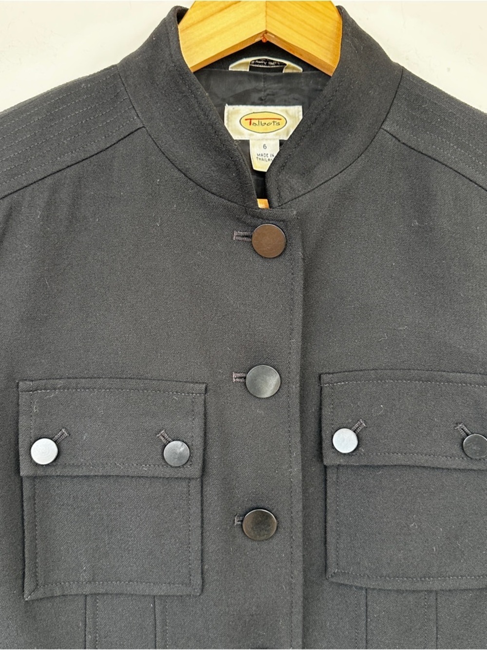 Talbots Tailored Button Front Jacket in a Stretch Wool Blend, Lined - Picture 4 of 14